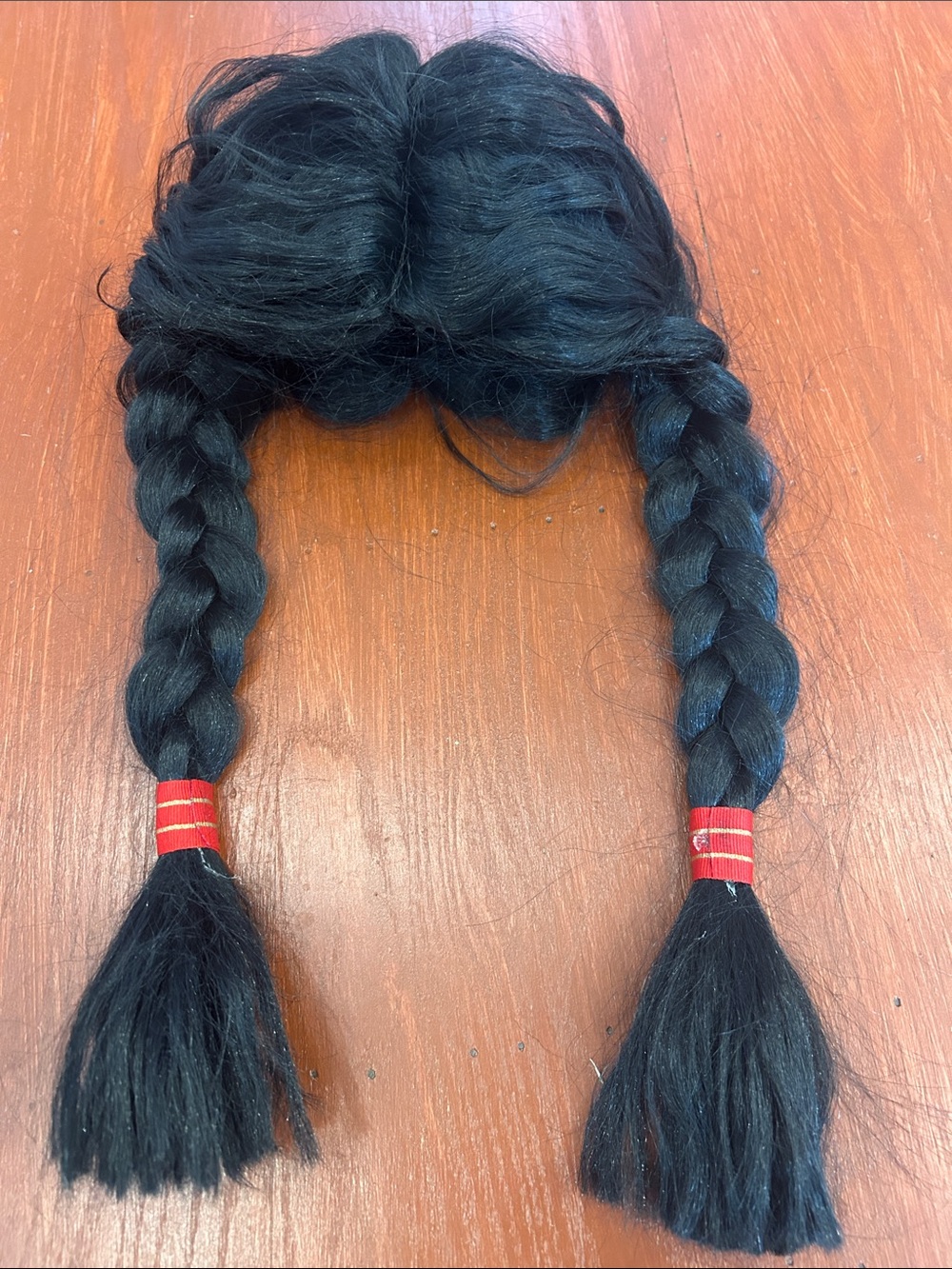 Rubie's Black Braided Hairpiece with Red Accent Bands
